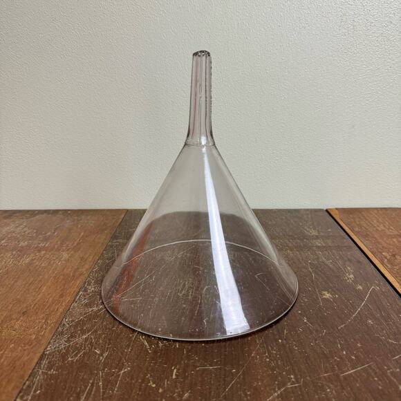 Antique Hand Blown Clear Glass Funnel Pat June 17 1884 Science Biology Chemistry - Picture 1 of 12